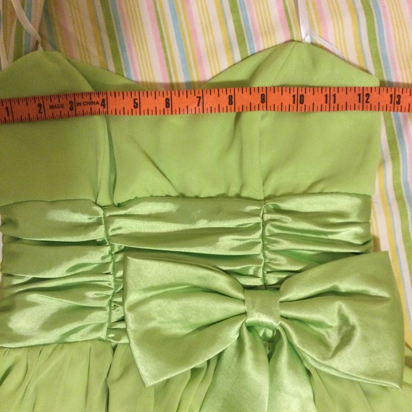 Pretty Spring Green Fancy  strapless Midi Dress by Stepping Out - Picture 3 of 14